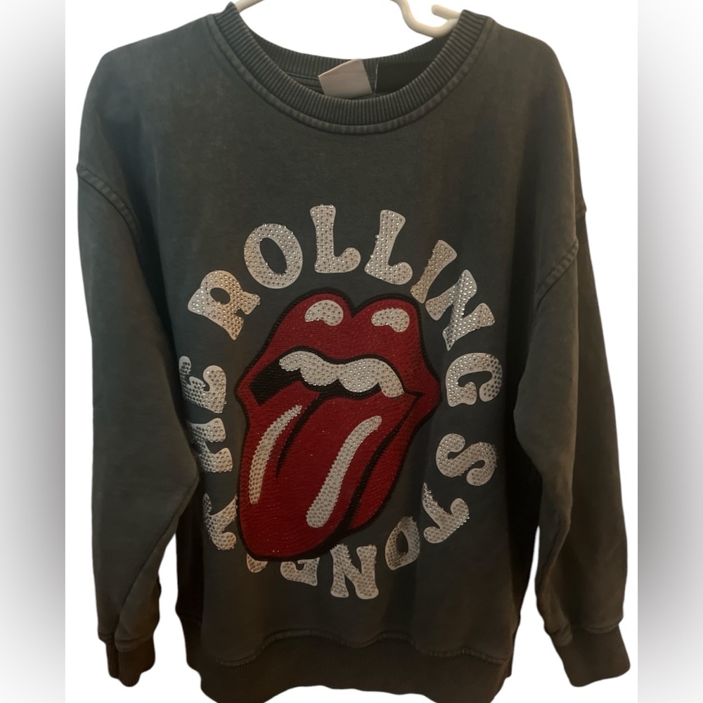 Zara gray Rolling Stones kids sweater encrusted garment size 6-7 - Picture 4 of 7